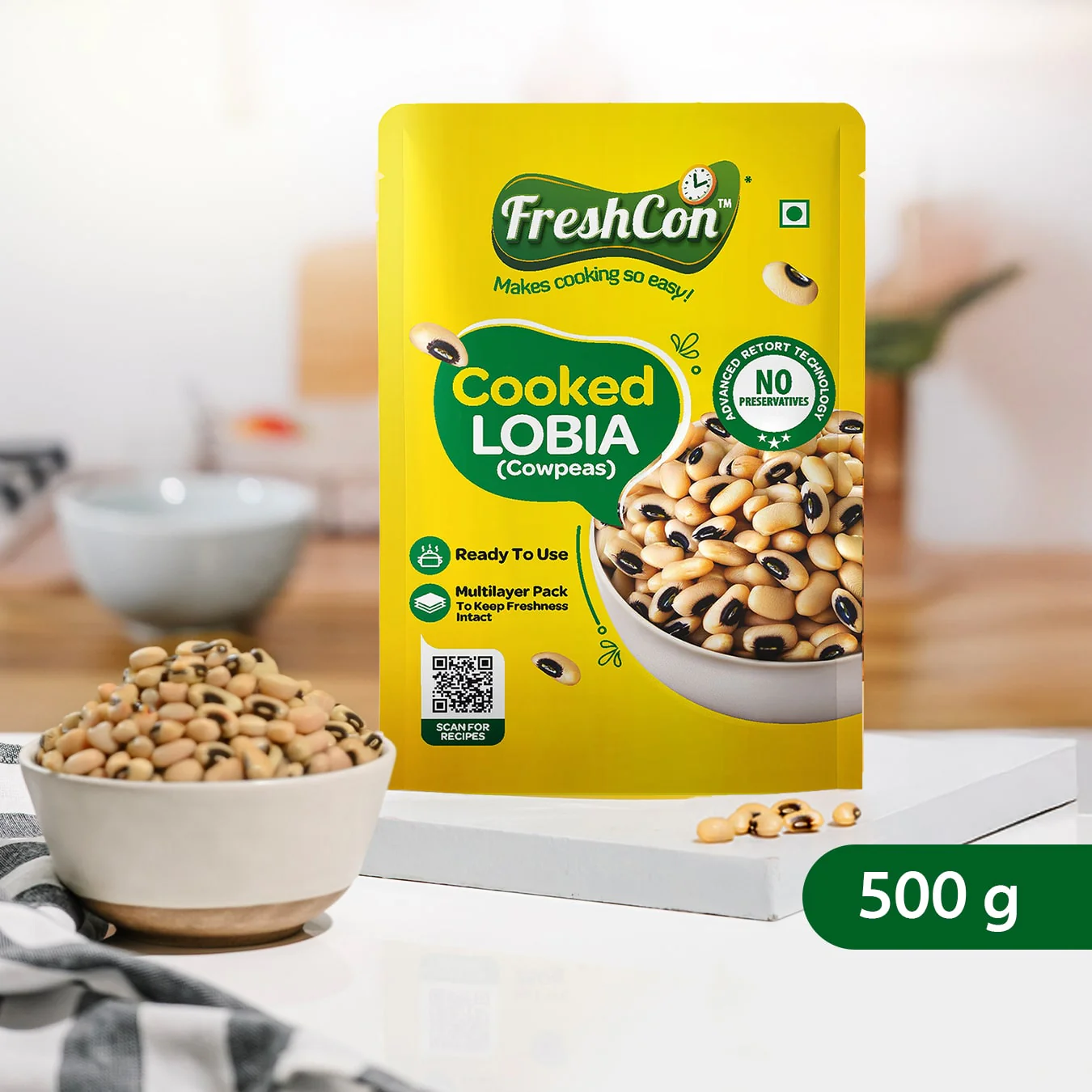 Cooked Lobia - 500g (250g x 2 Packs) - Image 2
