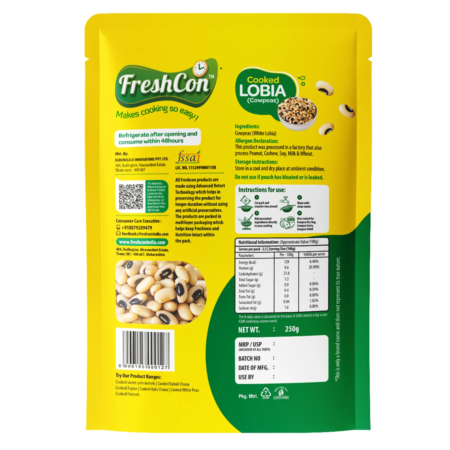 Pre-Cooked Lobia (Cowpeas) | Soaked & Boiled, Preservative Free | Ready To Use - Image 11