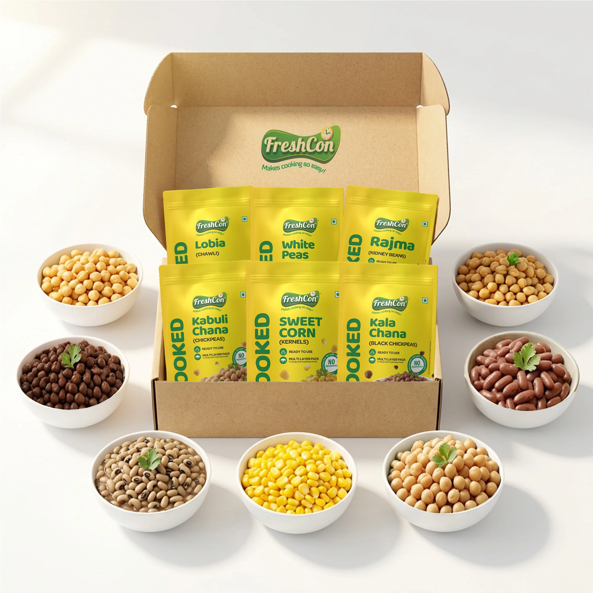 Trial Pack – Pre-Cooked Kabuli Chana, Rajma, Kala Chana, White Peas, Lobia & Boiled Corn | Ready-to-Use | Preservative Free - Image 6