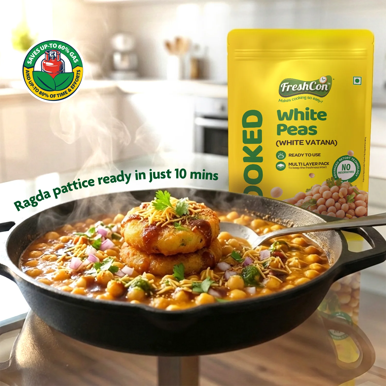 Ready-to-use Cooked White Peas (White Vatana) | No Preservatives - Image 3
